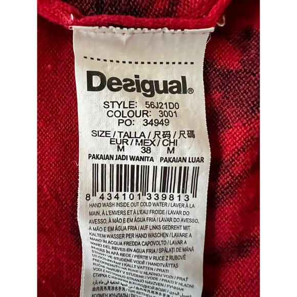 Desigual Red Heart Print Sweater Top Y2K Graphic Long Sleeve Women’s M - Picture 8 of 8